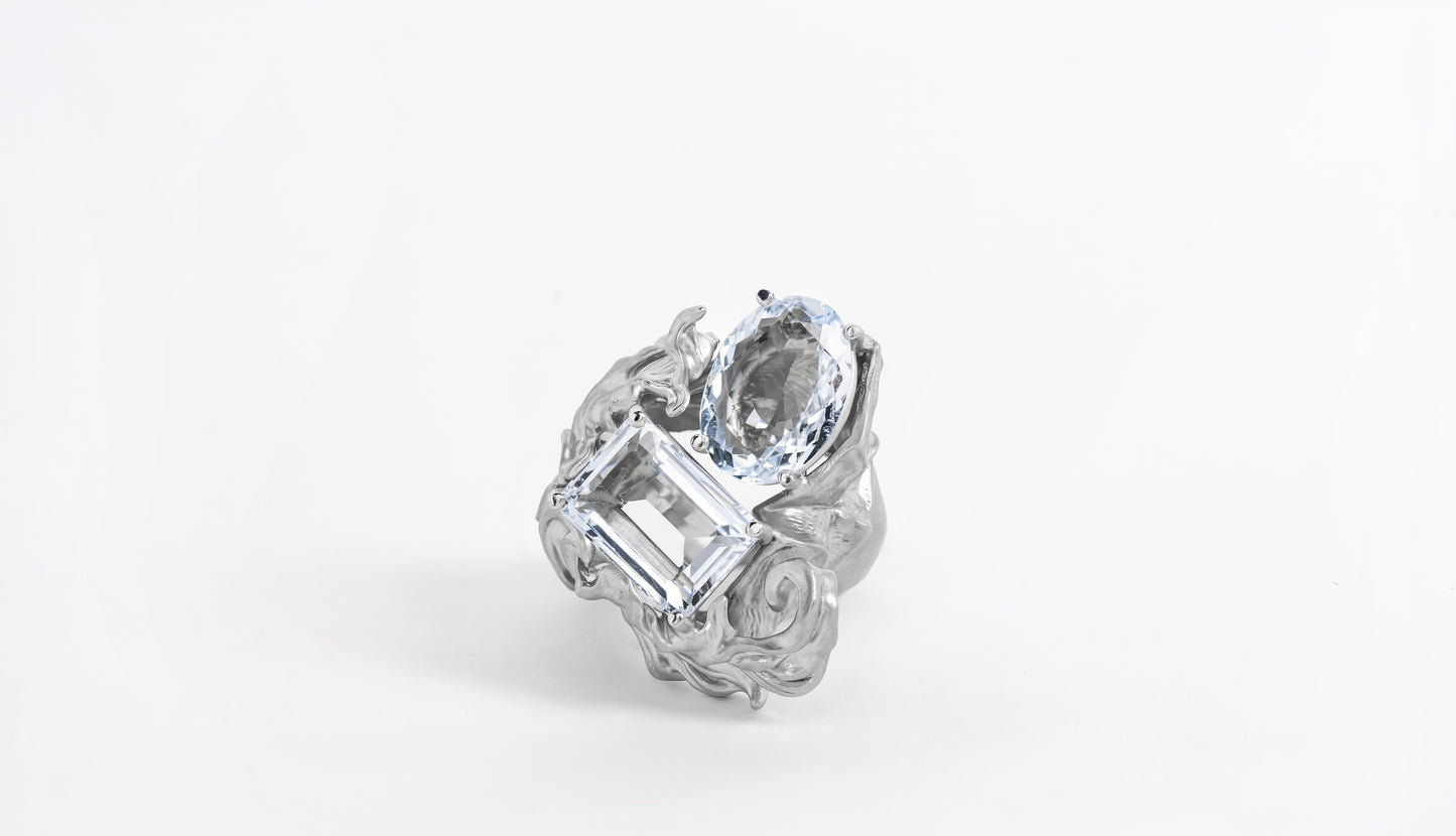 ANELLO SOPHIA - ACQUAMARINE NATURALI - ARGENTO 925