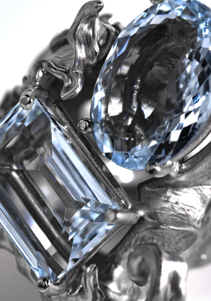 ANELLO SOPHIA - ACQUAMARINE NATURALI - ARGENTO 925