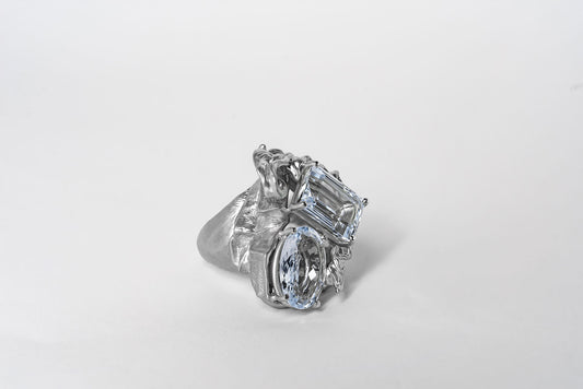 ANELLO SOPHIA - ACQUAMARINE NATURALI - ARGENTO 925