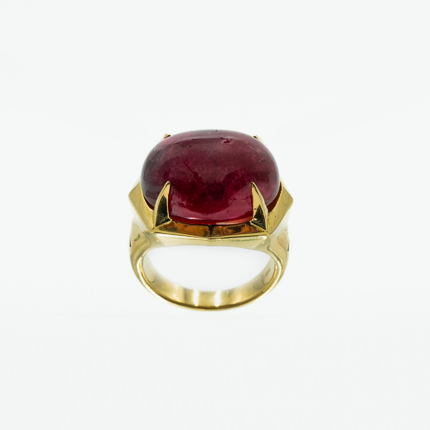 ANELLO LOVE - ORO 750 - TORMALINE RUBELLITE CABOCHON NATURALE