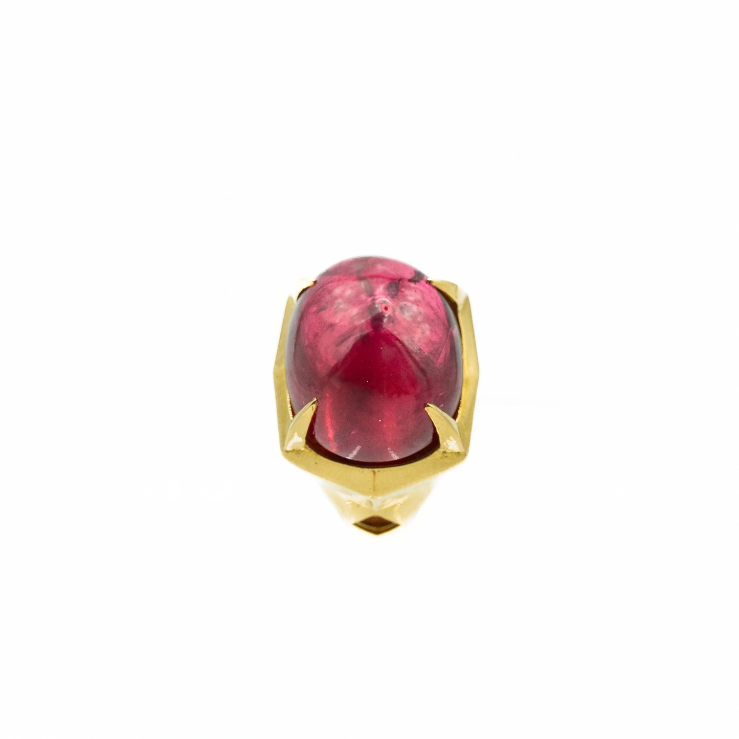 ANELLO LOVE - ORO 750 - TORMALINE RUBELLITE CABOCHON NATURALE