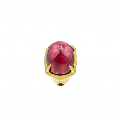 ANELLO LOVE - ORO 750 - TORMALINE RUBELLITE CABOCHON NATURALE