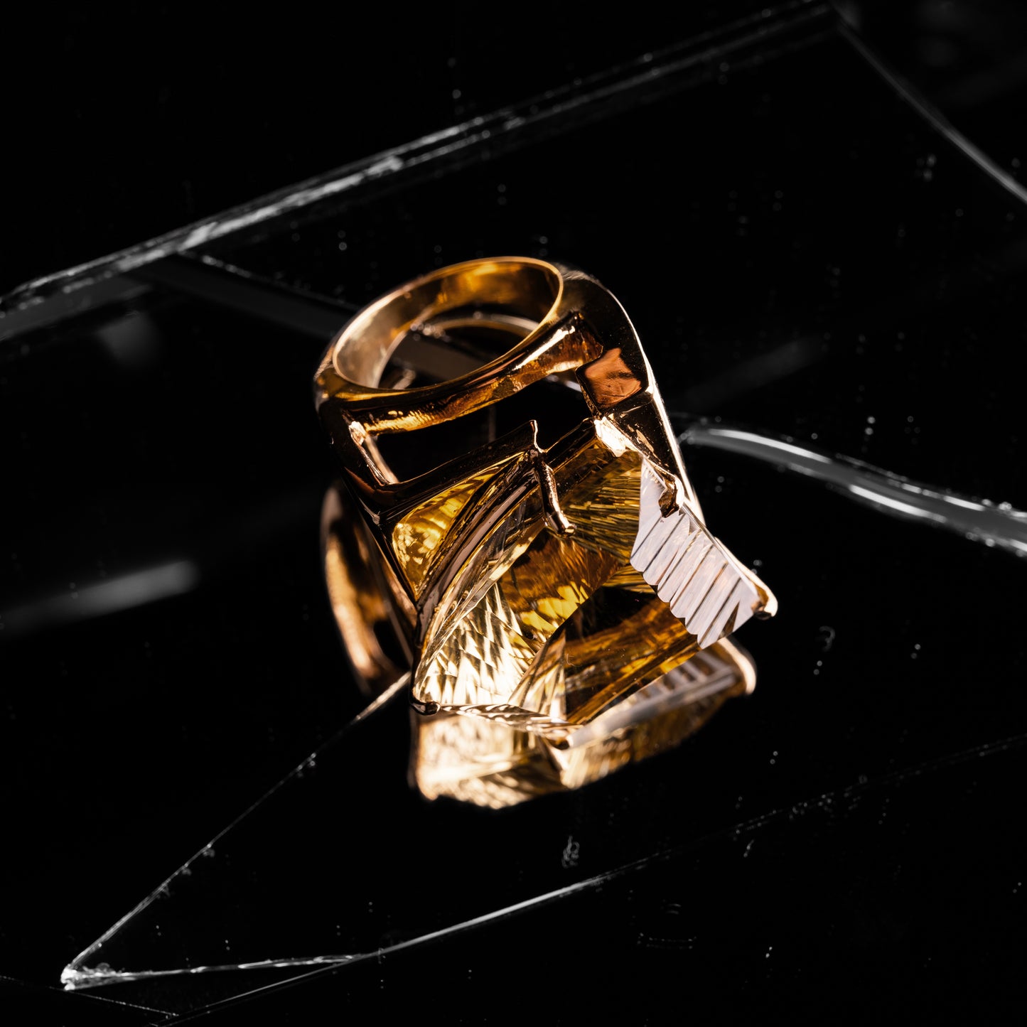 LEMON ESSENCE - ANELLO QUARZO LEMON SCOLPITO A MANO