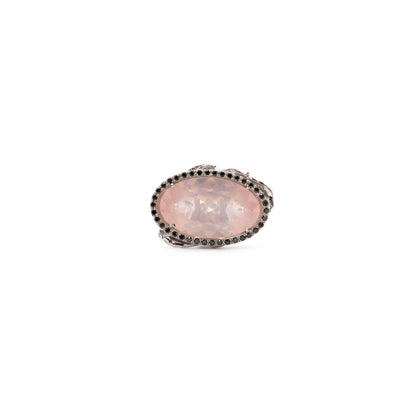 DUCHESS'S BLUSH -ANELLO QUARZO ROSA E DIAMANTI NERI