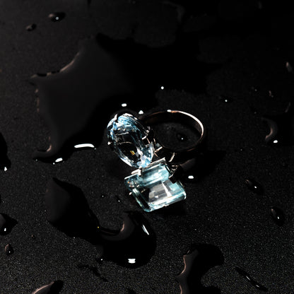 EDEN - ANELLO CONTRARIÈ ACQUAMARINE - ORO BIANCO 750