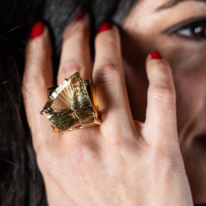 LEMON ESSENCE - ANELLO QUARZO LEMON SCOLPITO A MANO