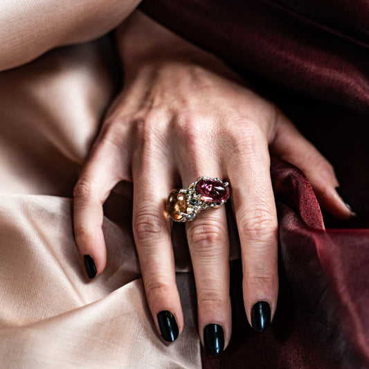 DUO - ARGENTO 925 - TORMALINE CABOCHON NATURALI