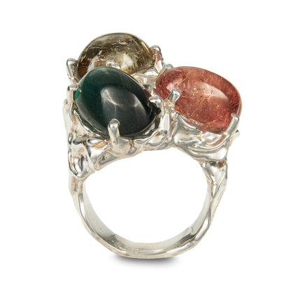 TRIO - ARGENTO 925 - TORMALINE CABOCHON NATURALI