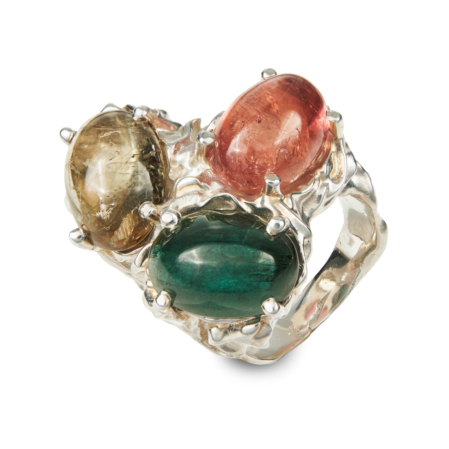 TRIO - ARGENTO 925 - TORMALINE CABOCHON NATURALI